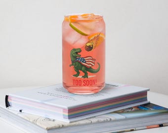 Trump Dinosaur Meteor Can-Shaped Glass – Satirical Political Humor, 16oz