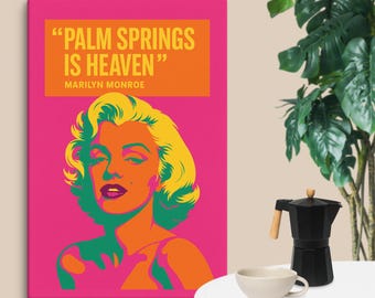 Palm Springs Icons Pop Art Canvas – Marilyn Monroe | Retro Celeb Wall Art, Mid-Century Glam