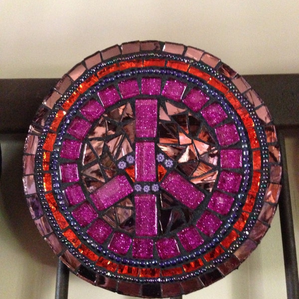 Mosaic Peace Sign wall hanging