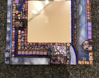 Mosaic Mirror with Amethyst