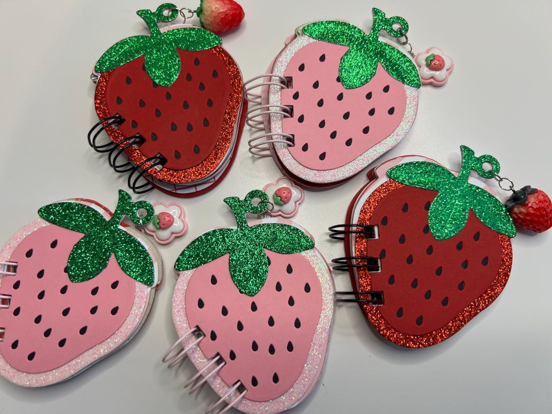Strawberry Mini Notebook | Glitter Cardstock, Party Favor - Etsy