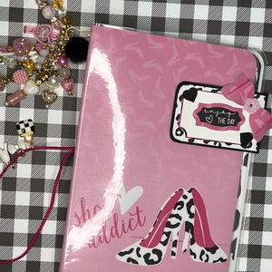 Laminated Travelers Notebook with removable inserts, file folder and tags with coordinating pen.