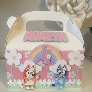 Blue and orange dog favor/treat boxes