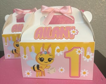 Abejitaのギフトボックス：ピンクのリボンが付いた小さな蜂のお菓子ボックス