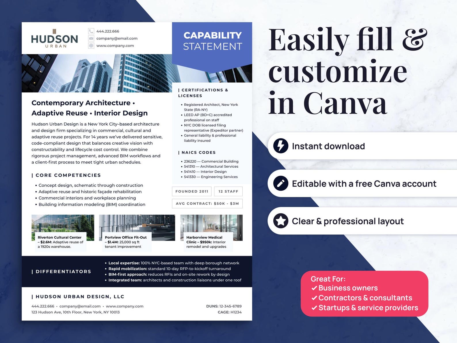 Business Capability Statement Template | Canva | US Letter & A4 - Etsy