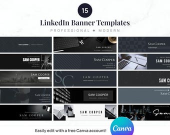 15 LinkedIn Banner Templates | Editable Canva File | Professional & Modern Designs