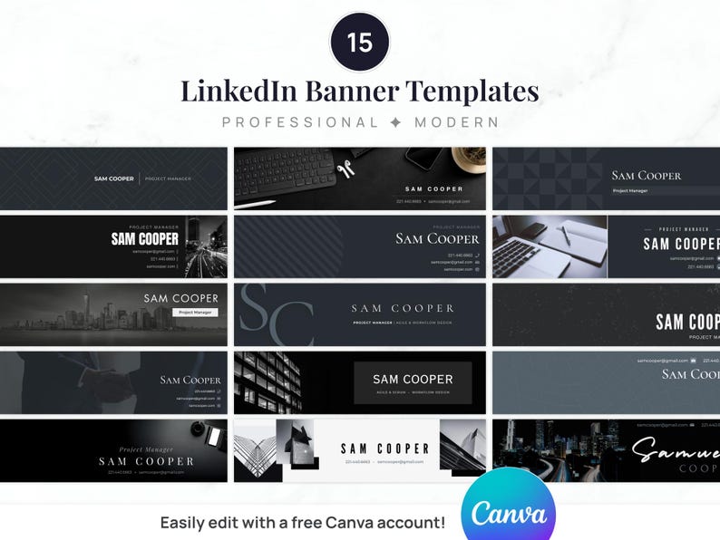 15 Linkedin Banner Templates | Editable Canva File | Professional ...