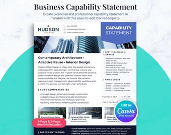Modello di dichiarazione di capacità aziendale / Canva / Lettera USA e A4