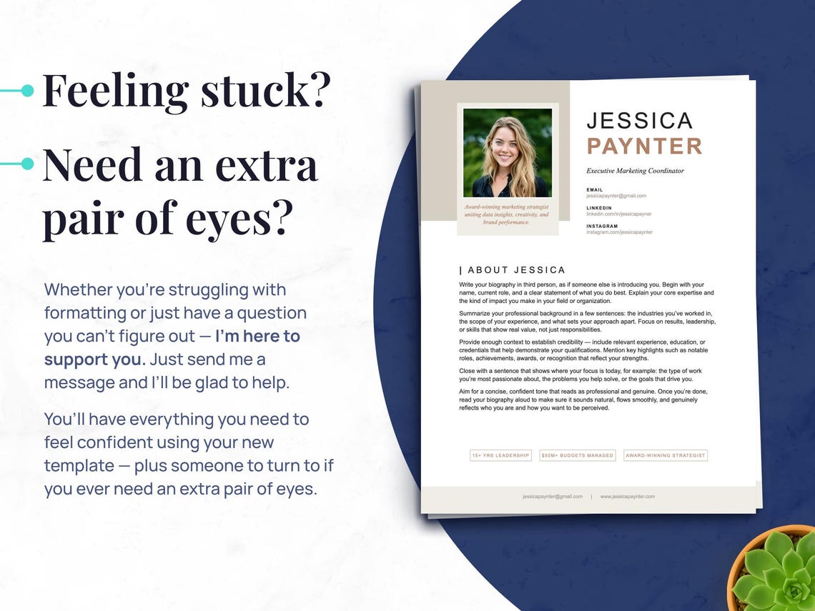 Professional Bio Template | Word - Etsy