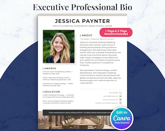 Executive Professional Bio Template | Canva