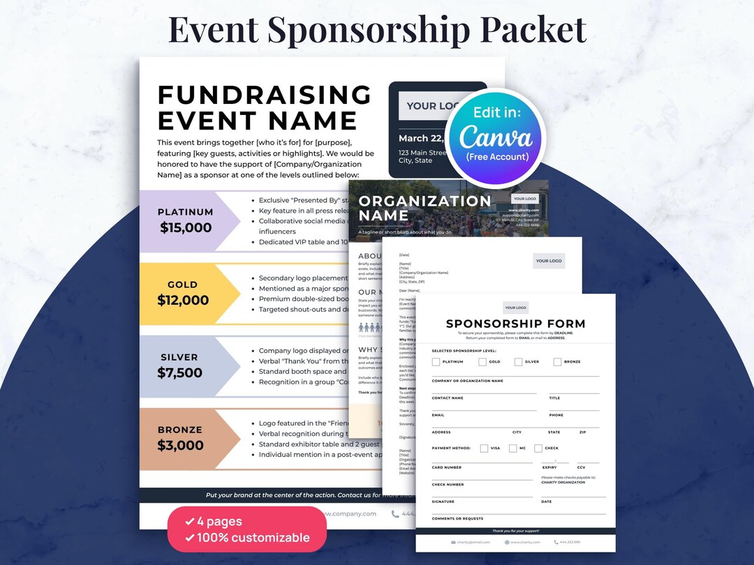 Spons Packet Event Fundraising Sponsorship Packet | One Pager, Event Flyer + Sponsor ...