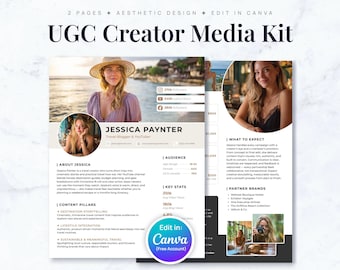 UGC Creator Media Kit & Rate Sheet | 2-Page Canva Template