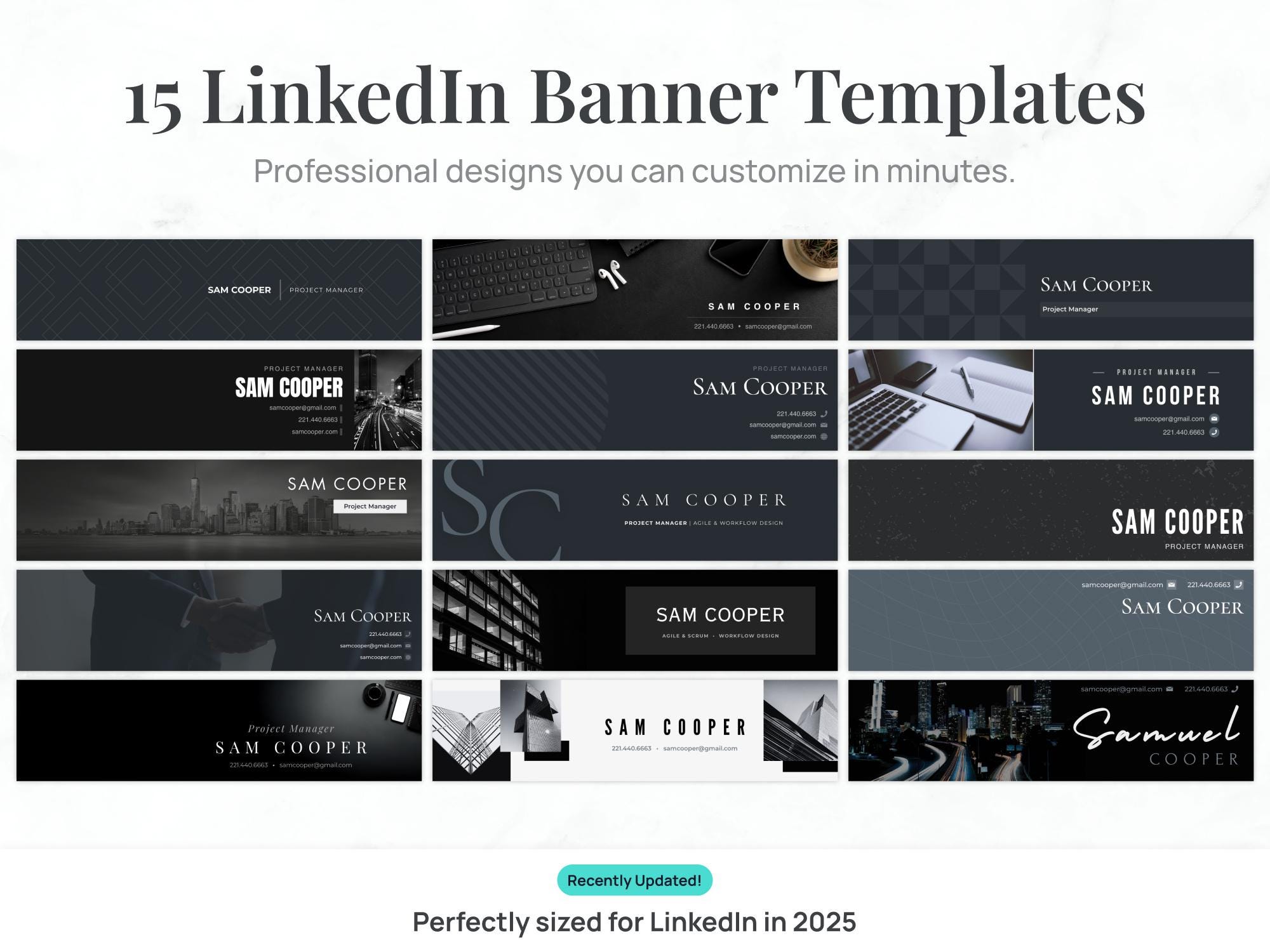 15 Linkedin Banner Templates | Editable Canva File | Professional ...