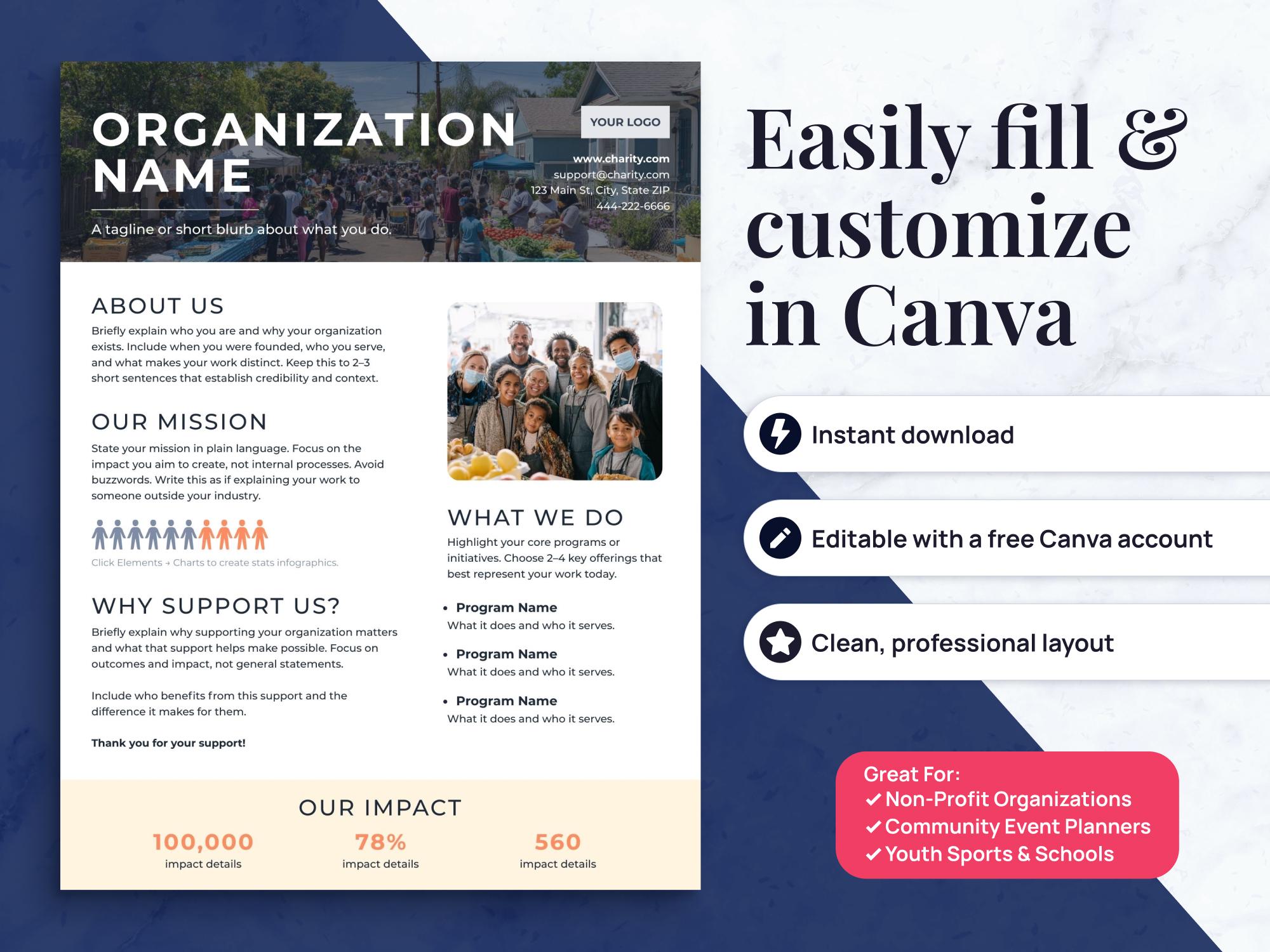 Event Fundraising Sponsorship Packet | One Pager, Event Flyer + Sponsor ...