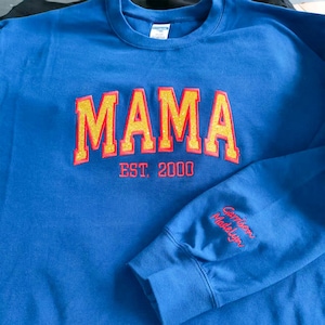 Custom Glitter Applique Sweatshirt，Custom School，Spirit Glitter Applique Embroidered Sweatshirt，Crewneck Sweatshirt，Mother&#39;s Day Crewneck