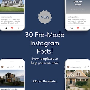 30 Realtor Instagram Post Templates | Real Estate Canva Templates | Editable Social Media Posts for Agents