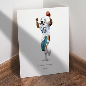 Mark Duper Poster, Miami Dolphins Football Wall Art, 8x10 Sports Print for Man Cave Office or Fan Gift