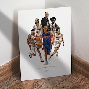 Detroit Pistons Poster, Pistons Champions Basketball Wall Art, Sports Print for Man Cave Office or Fan Gift image 1