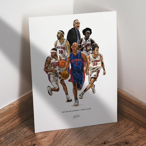 Detroit Pistons Poster, Pistons Champions Basketball Wall Art, 8x10 Sports Print for Man Cave Office or Fan Gift