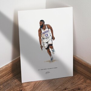 James Harden Poster, Oklahoma City Thunder Basketball Wall Art, 8x10 Sports Print for Man Cave, Office, or Fan Gift