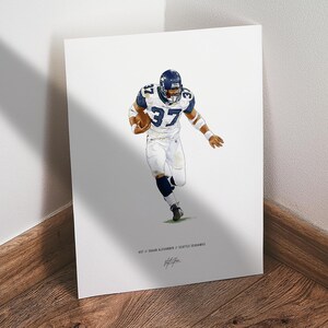 Shaun Alexander Poster, Seattle Seahawks Football Wall Art, 8x10 Sports Print for Man Cave Office or Fan Gift