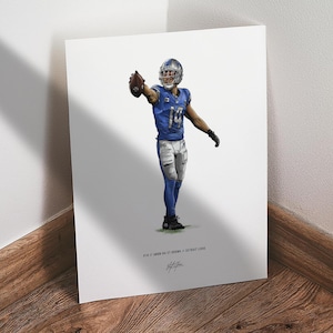 Amon-Ra St Brown Poster, Detroit Lions Football Wall Art, 8x10 Sports Print for Man Cave Office or Fan Gift