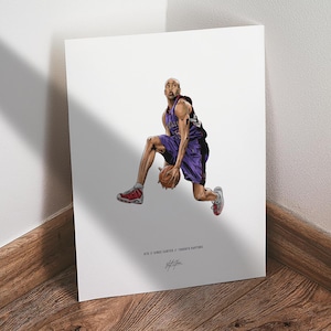 Vince Carter Dunk Poster, Toronto Raptors Basketball Wall Art, 8x10 Sports Print for Man Cave Office or Fan Gift