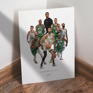 Boston Celtics Poster 2023-2024 Champions Basketball Wall Art, 8x10 Sports Print for Man Cave Office or Fan Gift