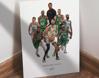 Boston Celtics Poster 2023-2024 Champions Basketball Wall Art,  Sports Print for Man Cave Office or Fan Gift