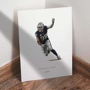 Maxx Crosby Poster, Las Vegas Raiders Football Wall Art, 8x10 Sports Print for Man Cave Office or Fan Gift
