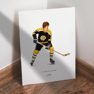 Bobby Orr Poster, Boston Bruins Hockey Wall Art, 8x10 Sports Print for Man Cave Office or Fan Gift