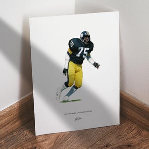 Joe Greene Poster, Pittsburgh Steelers Football Wall Art, 8x10 Sports Print for Man Cave Office or Fan Gift