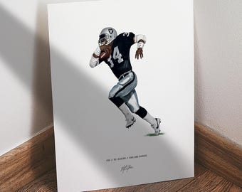 Bo Jackson Poster, Oakland Raiders Football Wall Art,  Sports Print for Man Cave Office or Fan Gift