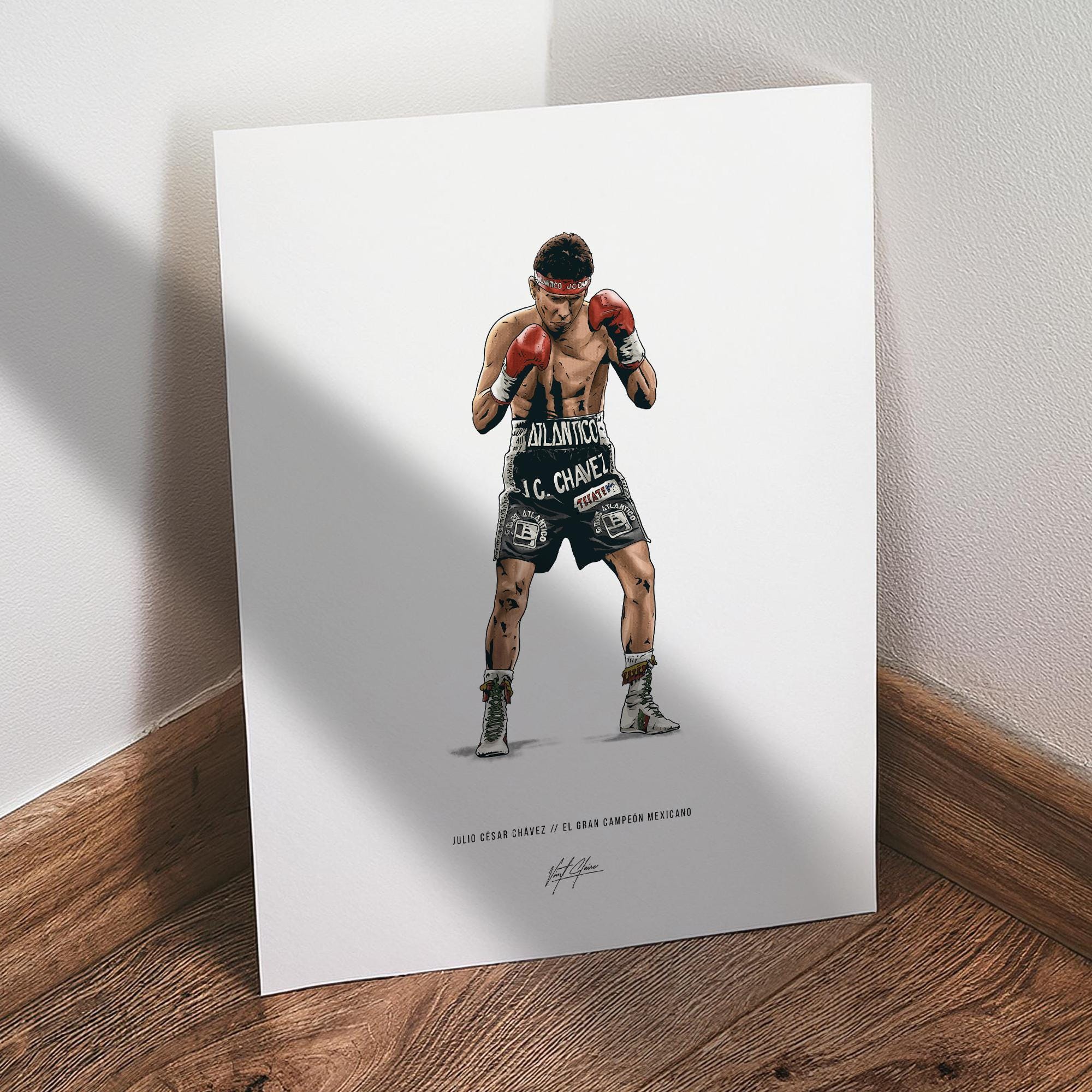 Julio Cesar Chavez Poster, Boxing Wall Art, Sports Print for Man
