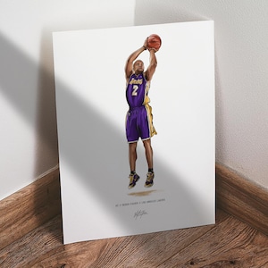 Derek Fisher Poster, Los Angeles Lakers Basketball Wall Art, 8x10 Sports Print for Man Cave Office or Fan Gift
