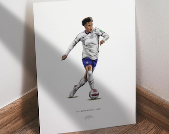 Weston McKennie Poster, USMNT Soccer Wall Art, 8x10 Sports Print for Man Cave Office or Fan Gift