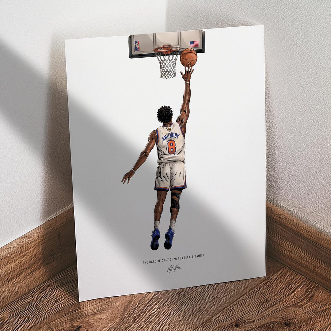 OG Anunoby Tip in Poster, New York Knicks Basketball Wall Art, the