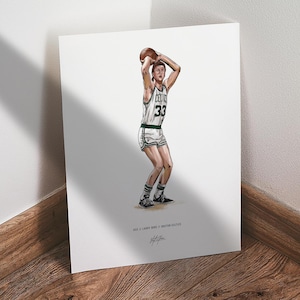 Larry Bird Poster, Boston Celtics Basketball Wall Art, 8x10 Sports Print for Man Cave Office or Fan Gift