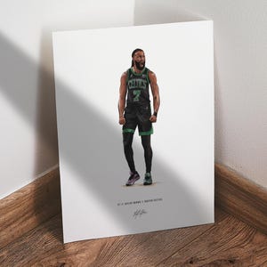 Jaylen Brown Poster v2, Boston Celtics Basketball Wall Art, 8x10 Sports Print for Man Cave Office or Fan Gift