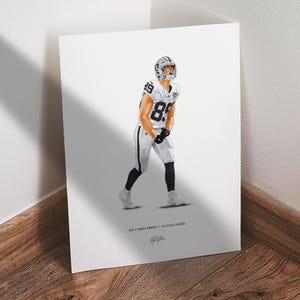 Brock Bowers Poster, Las Vegas Raiders Football Wall Art, 8x10 Sports Print for Man Cave Office or Fan Gift
