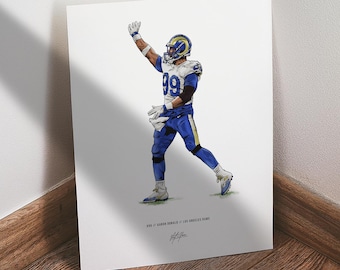 Aaron Donald Poster, Los Angeles Rams Football Wall Art, 8x10 Sports Print for Man Cave Office or Fan Gift