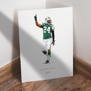 Darrelle Revis Poster, New York Jets Football Wall Art, 8x10 Sports Print for Man Cave Office or Fan Gift