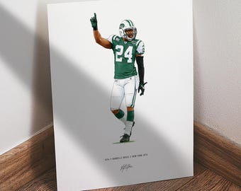 Darrelle Revis Poster, New York Jets Football Wall Art, 8x10 Sports Print for Man Cave Office or Fan Gift