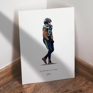 Bobby Wagner Poster, Seattle Seahawks Football Wall Art, 8x10 Sports Print for Man Cave Office or Fan Gift
