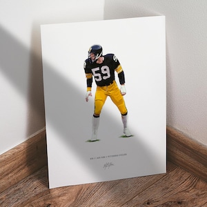 Jack Ham Poster, Pittsburgh Steelers Football Wall Art, 8x10 Sports Print for Man Cave Office or Fan Gift
