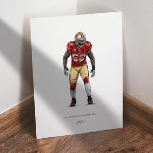 Patrick Willis Poster, San Francisco 49ers Football Wall Art,  Sports Print for Man Cave Office or Fan Gift