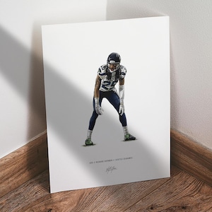 Richard Sherman Poster, Seattle Seahawks Football Wall Art, 8x10 Sports Print for Man Cave Office or Fan Gift