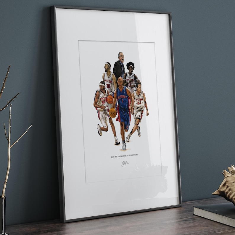 Detroit Pistons Poster, Pistons Champions Basketball Wall Art, Sports Print for Man Cave Office or Fan Gift image 8