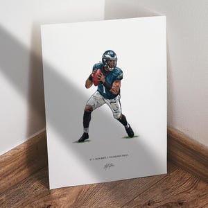 Jalen Hurts Poster Philadelphia Eagles Football, Eagles Fans, Eagles Gifts for Men, 8x10 Illustrated Art Print