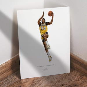 Magic Johnson Poster, Los Angeles Lakers Basketball Wall Art, 8x10 Sports Print for Man Cave Office or Fan Gift